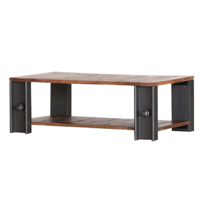 Table basse industrielle classique moderne avec tiroirs de rangement en bois massif et en métal Mobilier d'extérieur pour le salon - Product Image 5