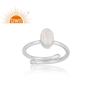 Bague en argent 925 avec pierre de lune naturelle arc-en-ciel, vente en gros, bijoux - Product Image 2