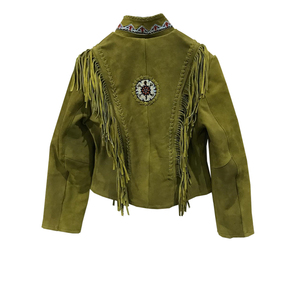 Chaqueta de cuero de ante para mujer, diseño Vintage, OEM, con flecos, venta al por mayor, alta calidad, nuevo - Product Image 2