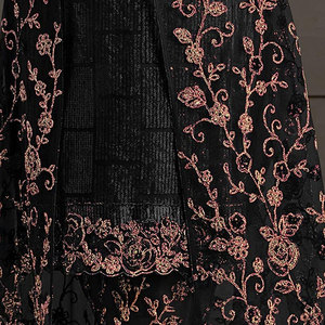 ชุดแต่งงานแบบดั้งเดิมของอินเดียและปากีสถาน ซัลวาร์ กามีซ ทำด้วยมือจากผ้าไหมชีฟองเนื้อแน่น ปักลาย แขนยาว ยาวกรอมพื้น - Product Image 5