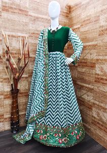 Vestido de fiesta con estampado digital para mujer, traje con bordado y secuencia, borde de trabajo, dupatta, nuevo diseño - Product Image 2