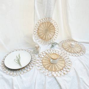 Flower <b>Round</b> Rattan <b>Placemat</b>, Handwoven Natural <b>Placemat</b> - Product Image 5