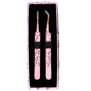 Pinzas de pestañas de acero inoxidable, para voluminosas, rusas, útiles de maquillaje - Product Image 6