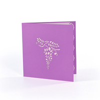 Carte de vœux 3D pop-up Arbre de glycine, design artisanal en papier découpé