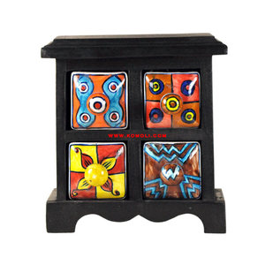 Cerámica de madera hecha a mano decoración del hogar cajón miniatura soporte de joyería - Product Image 4