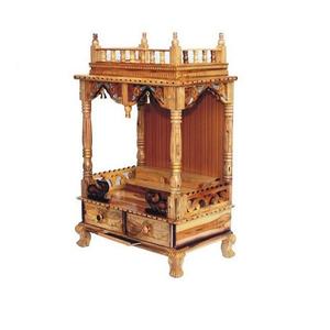 Mandir traditionnel indien sculpté à la main, petit mandir en bois Meenakari pour la maison, États-Unis - Product Image 1