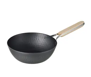 En-011 Enzo sartén de hierro WOK de acero al carbono pequeña sartén WOK de 22cm hecha en Japón