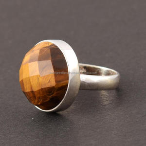 แหวนเครื่องประดับชั้นดีทำด้วยมือสีเงินสเตอร์ลิง925โรเดียมประดับพลอยตาเสือแบบคลาสสิกสำหรับงานแต่งงาน - Product Image 2