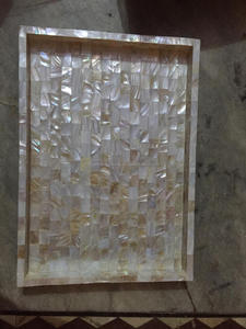 ถาดหวายทรงสี่เหลี่ยมผืนผ้าพร้อมถาดรองแก้วกาแฟทรงกลมฝังมุก - Product Image 3