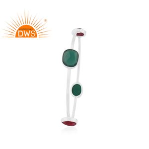 Brazalete de plata fina de piedras preciosas, Aventurina, ónix verde, venta al por mayor - Product Image 3