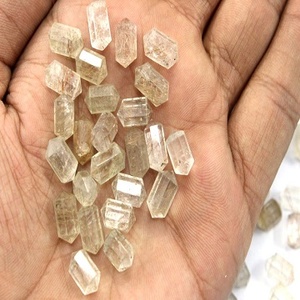 Rutile หินอัญมณีทรงหลวมทองแดงธรรมชาติ,ลูกปัด Briolette หัวแหลมสองด้านรูปทรงดินสอเหลี่ยมเพชรพลอย5ชิ้น - Product Image 1