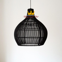 Meilleure vente Abat-jour de lustre en rotin noir fait à la main Design moderne/asiatique/traditionnel pour la décoration intérieure Prix sur Amazon FBA