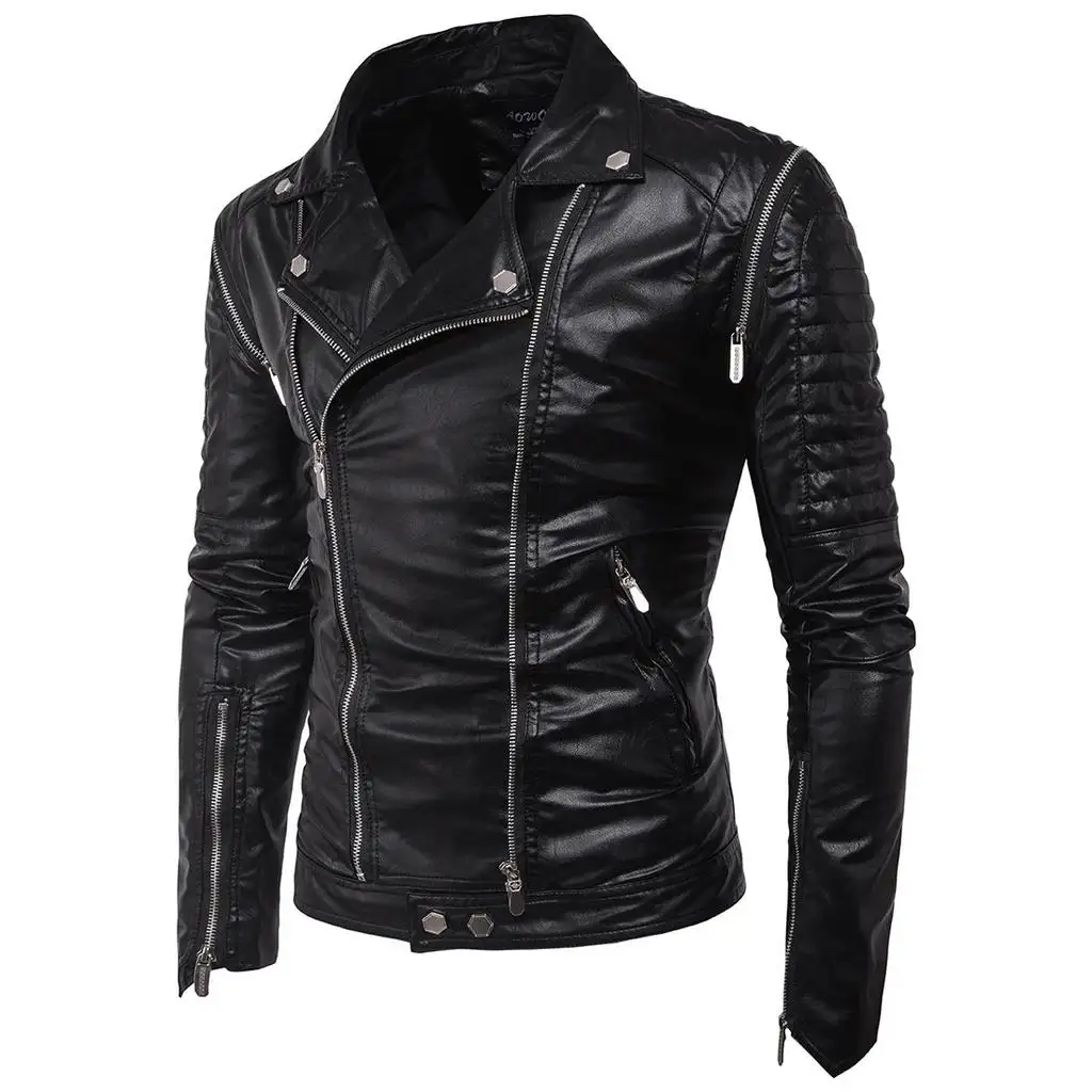 Men's Leather Motorcycle Slim Detachable Sleeve Viricide Jacket Winter Collection Lather jacket