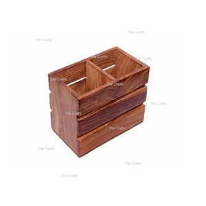 Porta Cubiertos de Madera Maciza de Doble Compartimento, Tamaño y Forma Personalizados, Porta Cubiertos de Primera Calidad - Product Image 4