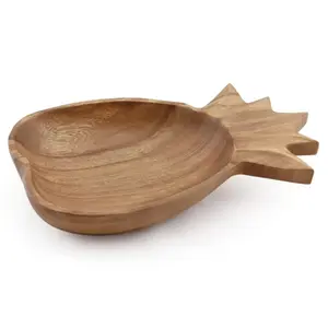 Acacia Wood Salad Servers Bowl für Ananas Design Holz Massivholz Salat Holz schale mit Für natürliche und polierte