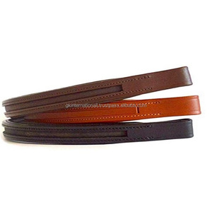 Banda de cejas de caballo de cuero de canal vacío hecha a mano en negro marrón o bronceado bucles personalizados de cuero genuino - Product Image 1