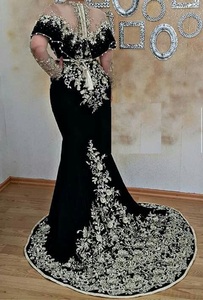 Elegante vestido de boda y fiesta de caftán marroquí negro con bordado pesado Elegante aspecto tradicional Colección 2025 - Product Image 3