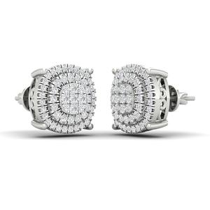 Screw Back 0.60 CT Real Diamond Cluster Stud <b>Earrings</b> in 10K Gold | Secure Back Luxury Diamond <b>Earrings</b> for Women <b>Fine</b> Jewellery - Product Image 1