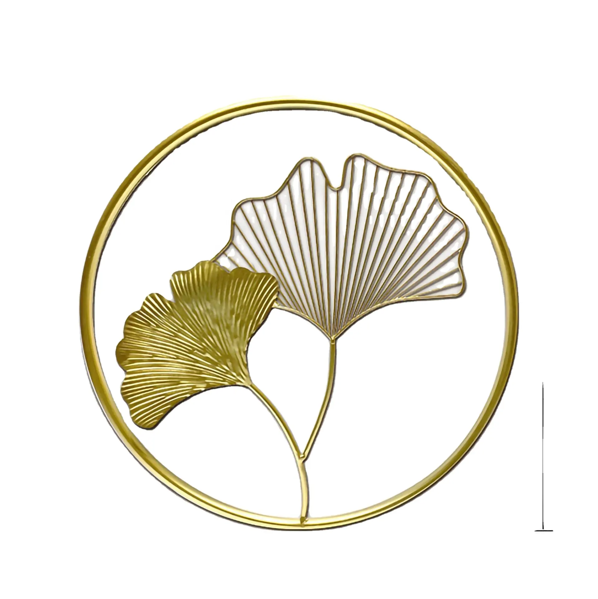 Wand montage Gold Zubehör Großhandel Metall Ginkgo Leaf Art Crafts Home Decor Stücke Luxus Dekor