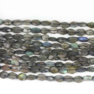 Cuentas de Labradorita Gris Natural de 6mm y 8mm, Forma Oval Facetada, para Creación de Joyas, Certificación IGI, Calidad AAA, Azul - Product Image 1