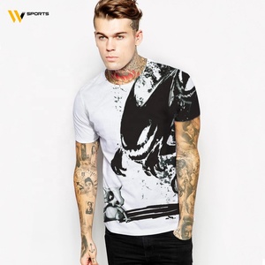 Camisetas de hombre de alta calidad Venta al por mayor Impresión de sublimación digital 3D Diseño en blanco Tallas grandes Compresión corta Pantalla sólida - Product Image 1