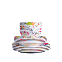 Assiettes et bols de table en mélamine, ensemble de vaisselle incassable OEM, 4 pièces