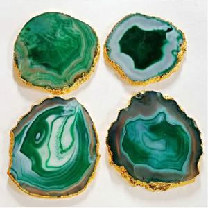 Vente en gros de sous-verres en pierre d'agate verte et de quartz pour mariage, noël, nouvel an, saint valentin - Product Image 1