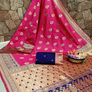 Sarong de mariée de style sud-indien, magnifique produit en soie, riche Minakari palette u avec Blouse de tissage de travail, livraison gratuite