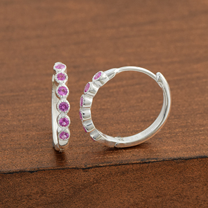 ต่างหูห่วงเงินสเตอร์ลิง925ขายดีที่สุดอัญมณีแซฟไฟร์สีชมพูน่ารักเครื่องประดับชั้นดีสำหรับเป็นของขวัญ - Product Image 5