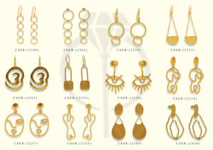 Gold Plated Chain Earring 925 <b>Sterling</b> <b>Silver</b> Chandelier Chain Earrings Handmade Fashion Jewelry Wholesale Supplier BY CDP. - Product Image 5