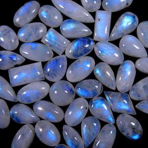 Cabujones de piedra lunar de arco iris, cabujón de Esmeralda colombiana, cuentas de piedras preciosas naturales, piedra suelta natural de 25mm - Product Image 4