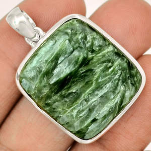 จี้สร้อยคอเงินพลอยสีเขียวสเตอร์ลิง925จี้อัญมณีสีเขียว - Product Image 1