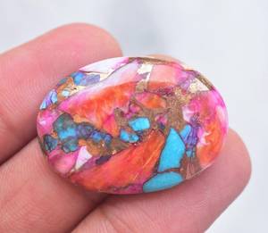 Cabochon rose et pivoine brillante, 1 pièce, orange violette et moha, pivoine de wisine, bijoux amples - Product Image 6