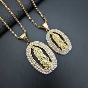 Colgante de acero inoxidable chapado en oro para mujer, joyería religiosa, cristales ostentosos, diamantes de imitación, colgante de <span class=keywords><strong>la</strong></span> <span class=keywords><strong>Virgen</strong></span> María, colgante de <span class=keywords><strong>la</strong></span> <span class=keywords><strong>Magdalena</strong></span> - Product Image 2