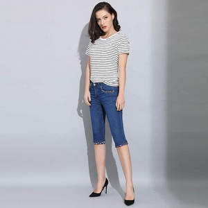 Pantalones vaqueros ajustados de cintura alta hasta la rodilla, Capri, de verano, a la moda - Product Image 5