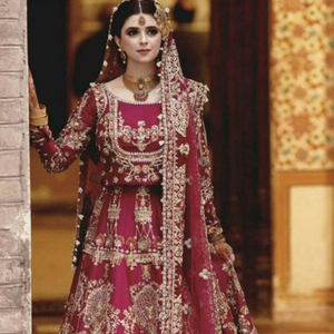ใหม่-สวย-หนัก-เจ้าสาว-Koti-Lehenga --- ชุดที่มีการตกแต่งที่หรูหราในงานลูกปัดแก้วคริสตัลสำหรับงานแต่งงาน = 2021 .. - Product Image 1