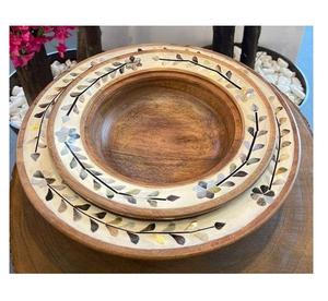 ถาดเสิร์ฟขนมหวานช็อกโกแลตไม้กระถินประดับมุก งานฝีมือคุณภาพ ขนาด 35x35 ซม. ลดราคาพิเศษช่วงรอมฎอนและอีด - Product Image 4