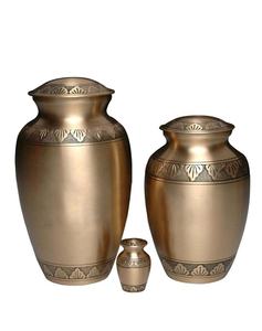 Belle urne funéraire en laiton de bronze de style américain urne funéraire en laiton doré Infinity avec bordure gravée pour l'enterrement des cendres humaines - Product Image 2