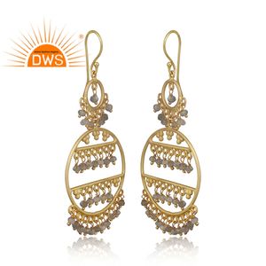 Boucles d'oreilles en pierre gemmes Labradorite, boucles d'oreilles pendantes, plaqué or 925 et argent, modèle de styliste, vente en gros - Product Image 2