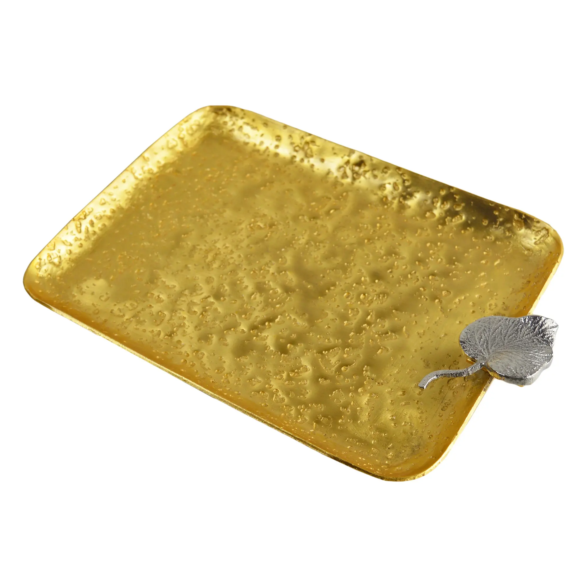 Plated Gold Finishing Serviert ablett Shiny Finishing Solid Metal Tray Wohnkultur mit Silber Combo Design Tray