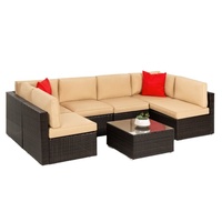 Juego de Sofá Cama de Diseño Moderno en Ratán Sintético para Patio, Apartamento, Cocina, Comedor, Centro Comercial, Parque, Hotel y Baño
