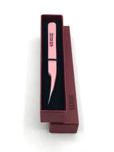 Pince à épiler professionnelle d'extension de cils en acier inoxydable revêtement en poudre rose clair avec isolation d'instruments de beauté de conception de coeur - Product Image 4