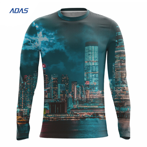 Chất Lượng Cao Allover Thăng Hoa In Tùy Chỉnh Thiết Kế Đầy Đủ Tay Áo Áo Thun Nhanh Khô Thoáng Khí Dệt Kim Tập Thể Dục Áo Sơ Mi - Product Image 3