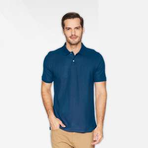 100% coton hommes pour Polo T-Shirt confortable à manches courtes élégant col boutonné coupe classique lavable conception unie tricoté - Product Image 2