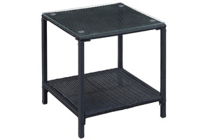 Modern Black Rattan Rocking Set KD Steel Tempered Glass Polyester <b>Cushion</b> <b>Outdoor</b> Furniture <b>Garden</b> Patio Comfortable All-Weather - Product Image 6