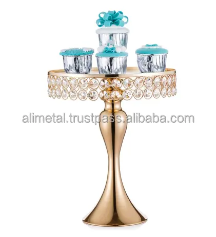 Bruiloft Metalen Cake Display Stand Met Spiegel Plaat Kralen Crystal/Metal Cake Base Voor Birthday Party Event Supplies