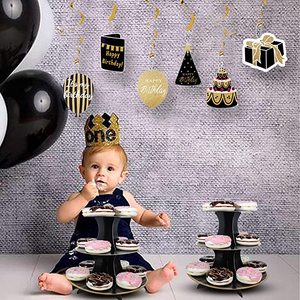 Juego de 2 soportes galvanizados negros para pasteles, diseño moderno, perfecto para exhibir elegantes piezas para servir en el hogar y la cocina - Product Image 6