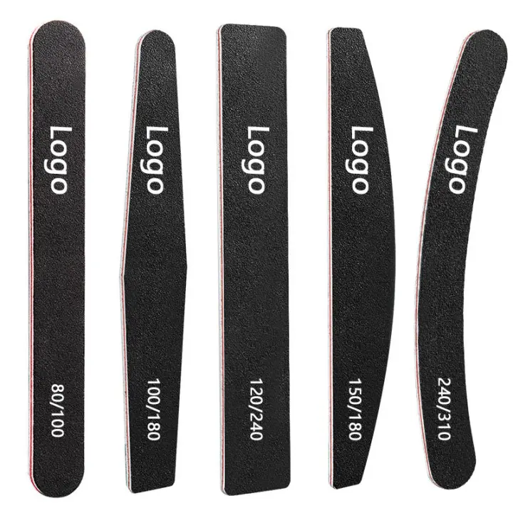 Nail File Professional Double Sided 100/180 Grit Emery Board Black Manicure Pedicure Tool and Buffering Files