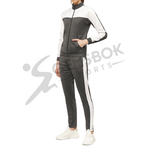 Ensemble de survêtement à blocs de couleurs gris blanc pour femmes de haute qualité Veste à capuche Joggers Séchage rapide Respirant Personnalisé Solide Vente en gros - Product Image 4