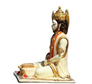 Artesanía de Resina Blanca NIRMALA HANDICRAFTS, Estatua de Hanuman Ji Hecha a Mano Estilo Art Deco, Decoración para Templo Pooja, Escultura Hindú India - Product Image 2